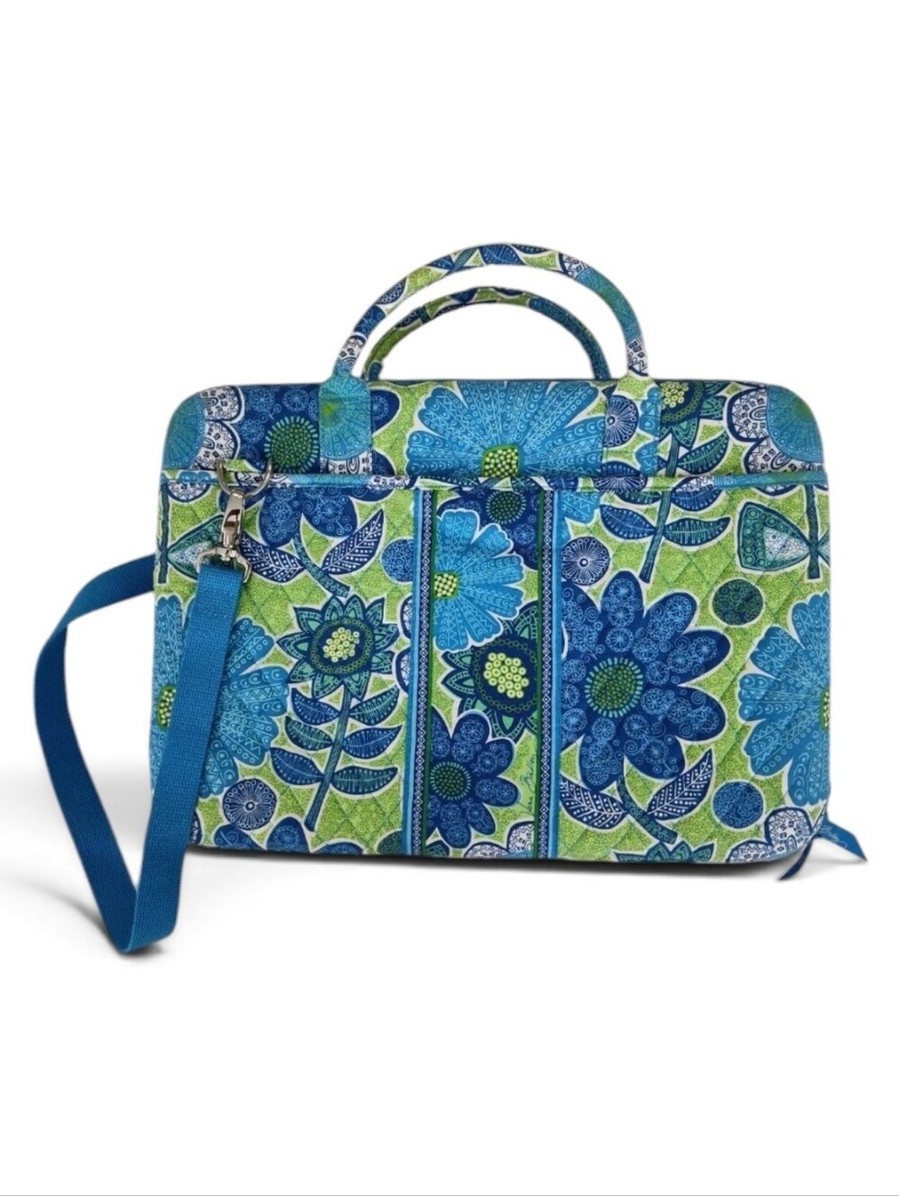 Vera Bradley Doodle Daisy Laptop Bag Zip Around w Crossbody Strap Hard Case